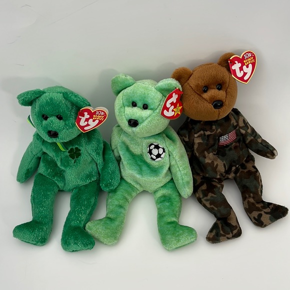 TY BEANIE BABY BEARS LOT HERO KICKS AND DUBLIN NEW WITH TAGS - Picture 1 of 9